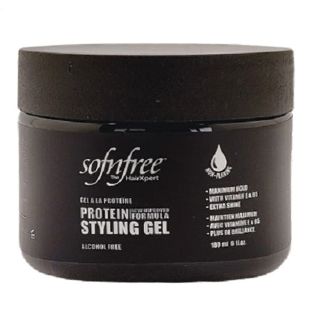 Sofn'free Protein Styling Gel Black Strong Hold & Shine for Defined & Healthy Styles 180 ml/6.09 oz