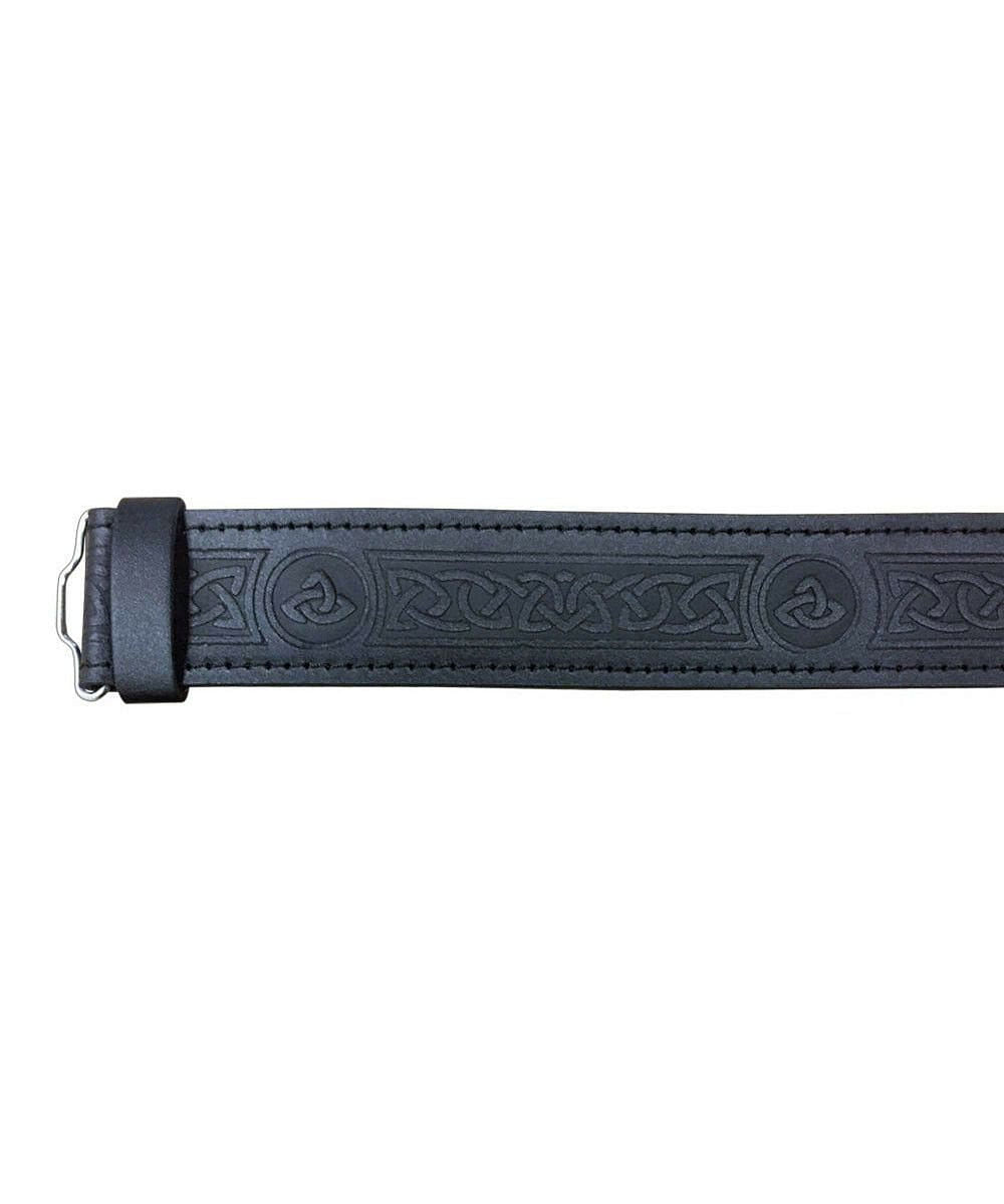Black Leather Kilt Belt Embossed Celtic Scottish Thistle Belts Lion Rampant