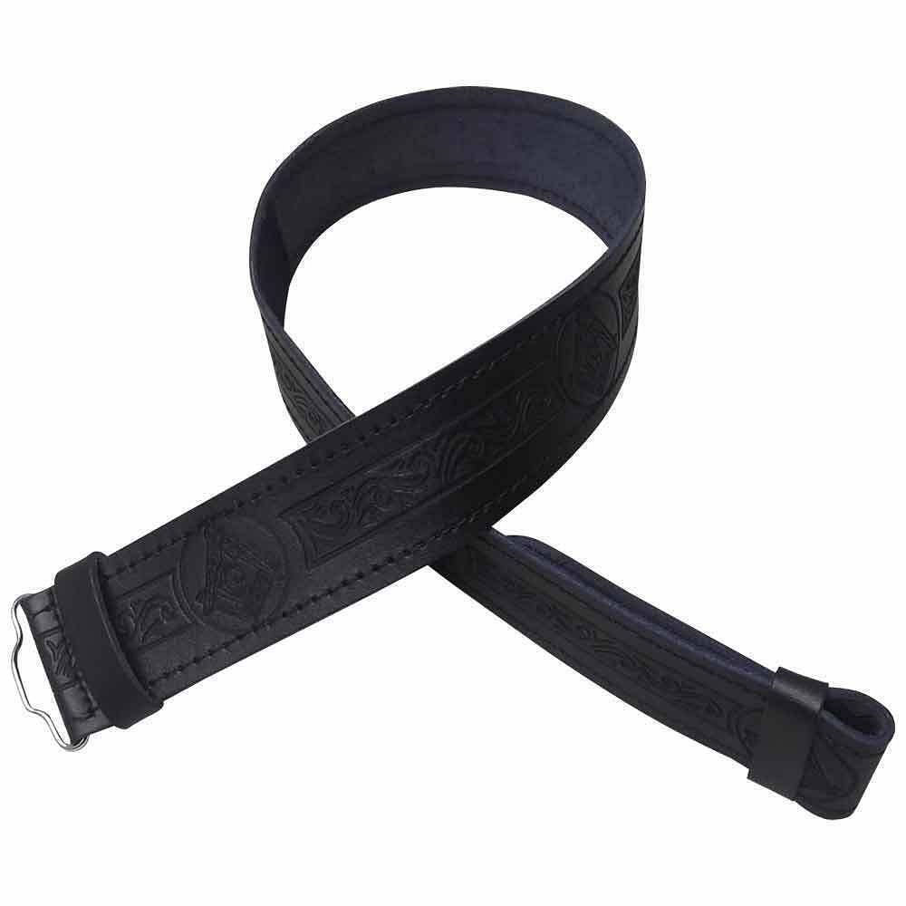 Black Leather Kilt Belt Embossed Celtic Scottish Thistle Belts Lion Rampant