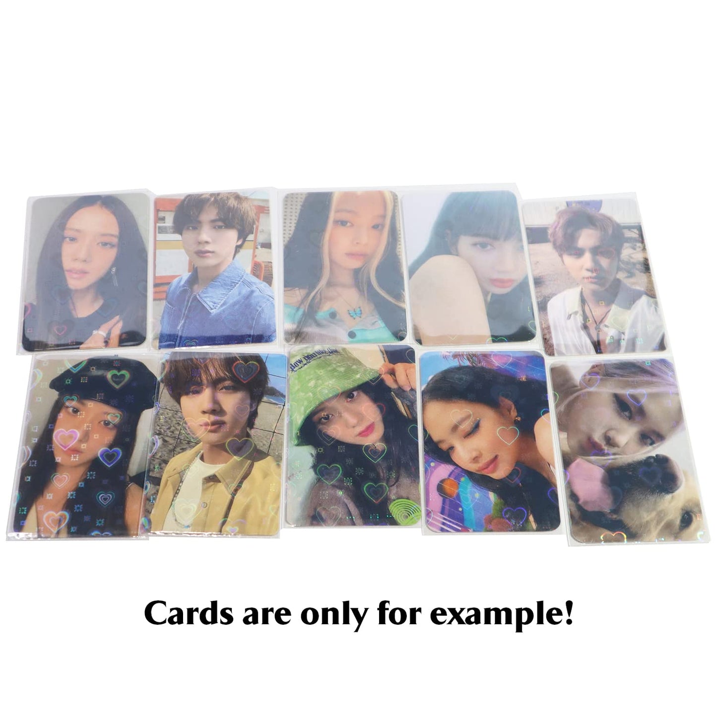 Black Lotus Heart-Shape Laser Flashing Card Sleeves 56x88mm – 100pcs, Acid-Free & PVC-Free Kpop Card Protectors