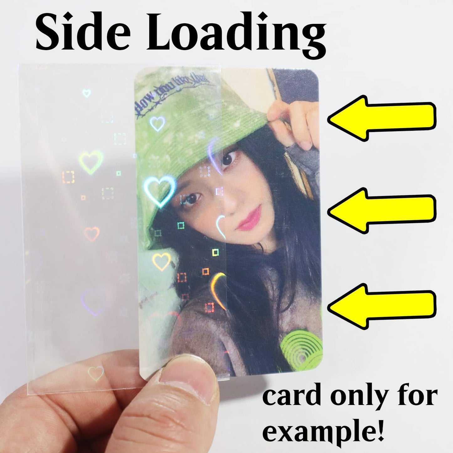 Black Lotus Heart-Shape Laser Flashing Card Sleeves 56x88mm – 100pcs, Acid-Free & PVC-Free Kpop Card Protectors