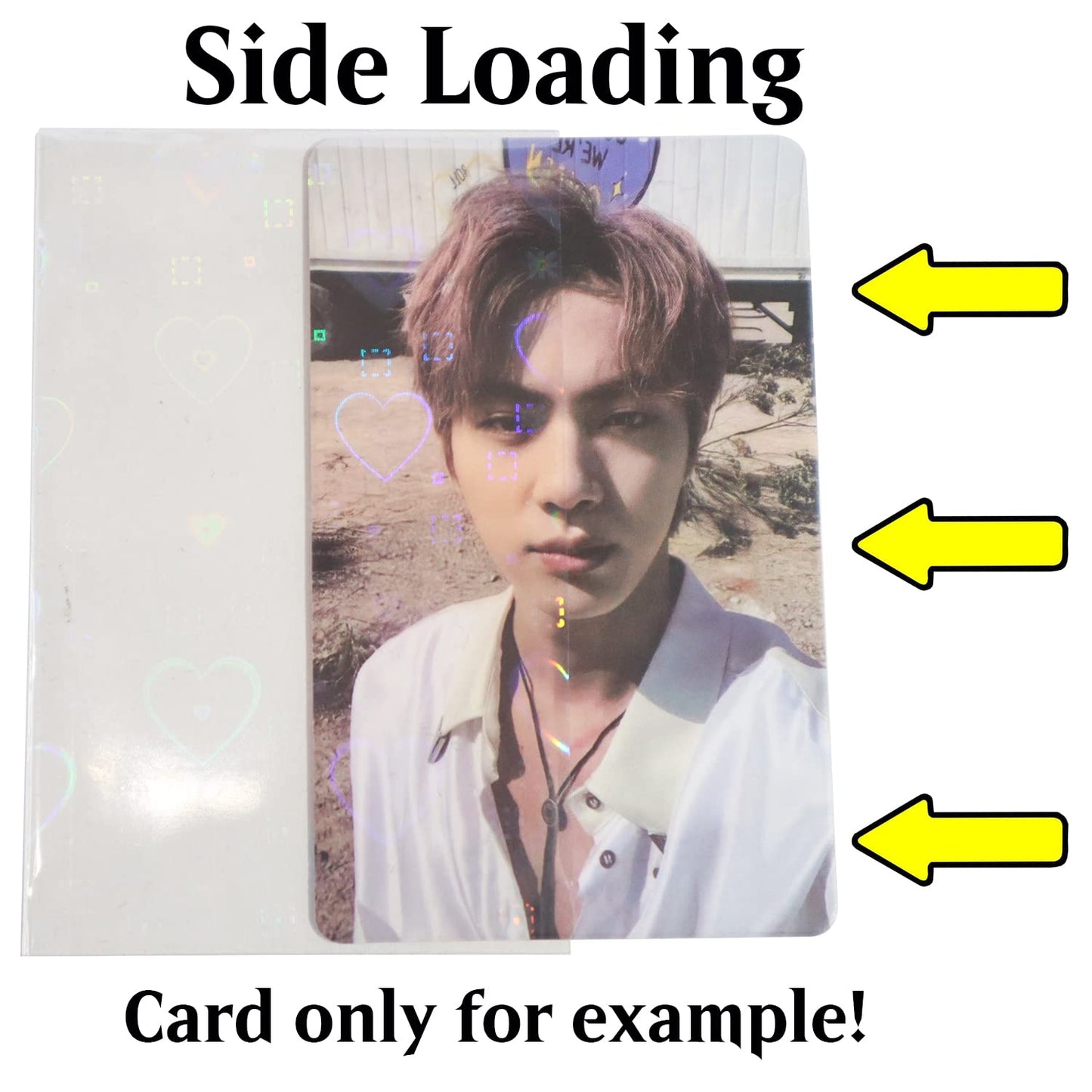 Black Lotus Heart-Shape Laser Flashing Card Sleeves 56x88mm – 100pcs, Acid-Free & PVC-Free Kpop Card Protectors