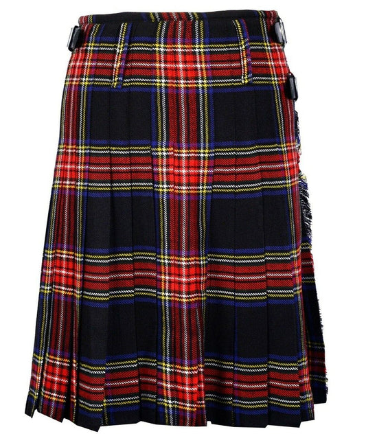 Black Stewart 8 Yard  Traditional Highland Tartan Scottish Men's Kilt Outfit Set