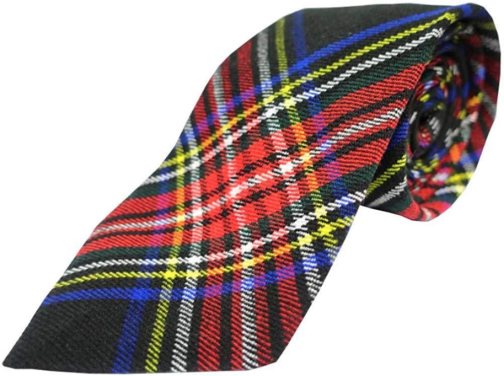 Black Stewart Men's Traditional Scottish Acrylic Wool Tartan Tie