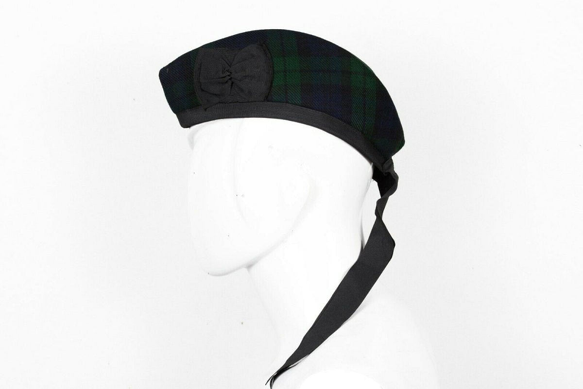 Black Watch Scottish Highland Wear Acrylic Wool Traditional  Tartan Glengarry Cap / Kilt Hat