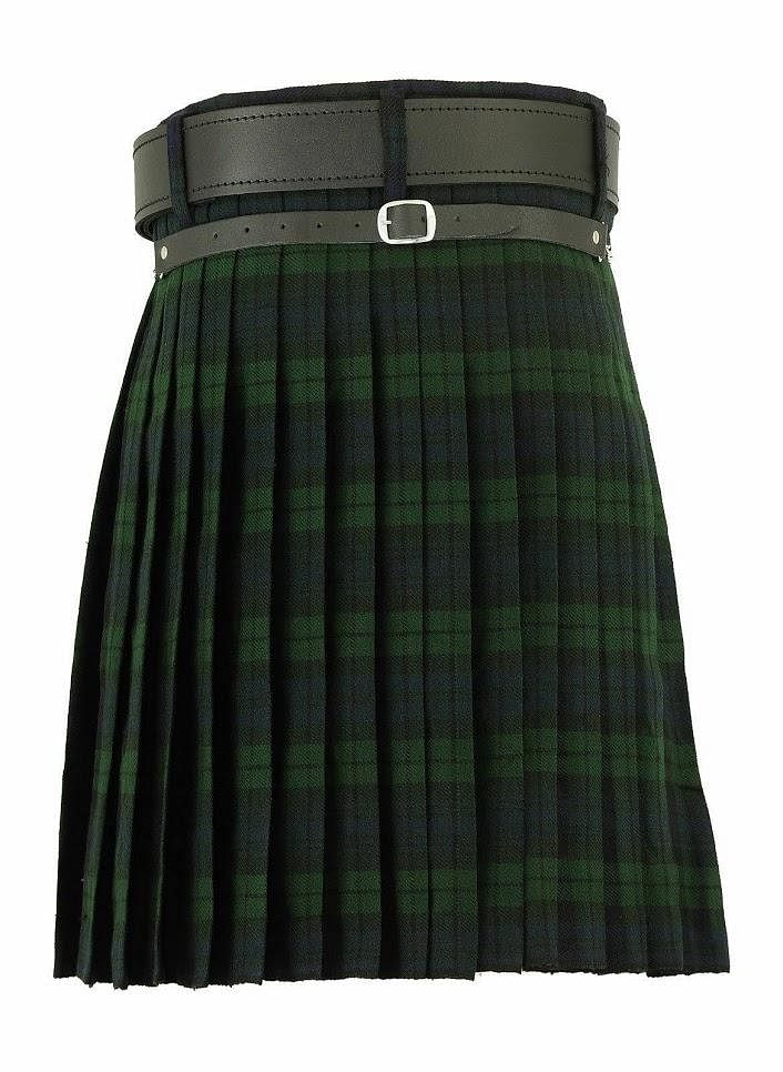 Black Watch Scottish Men's Traditional Kilt Outfits Sporran Belt Buckle Pin