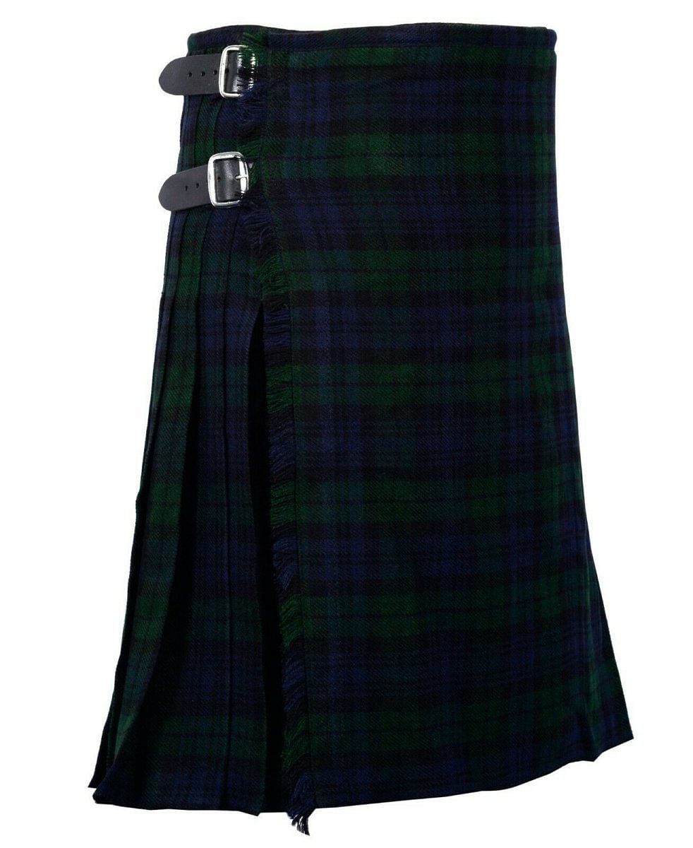 Black Watch Tartan 8 Yard Style  Handmade Traditional Kilt 24" Drop