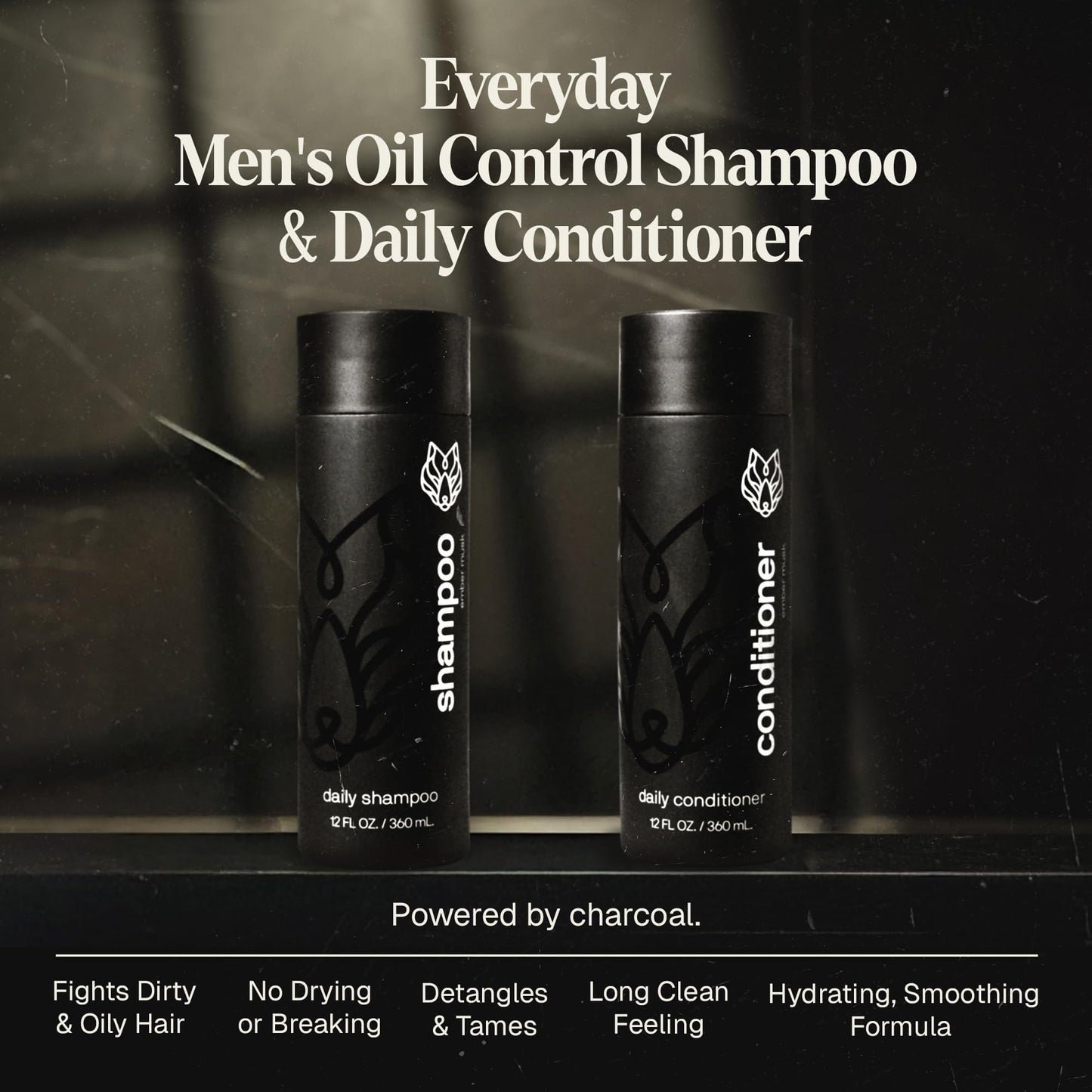 Black Wolf Oil Control Shampoo & Conditioner Set for Oily Hair – Daily Men’s Hair Care
