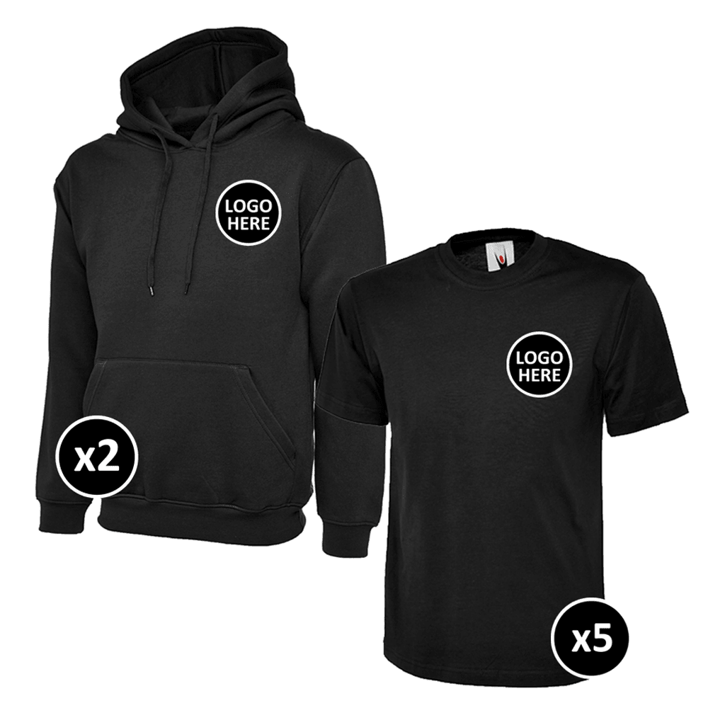 Uneek Hoodie & T-Shirts Bundle Inc Logo - 7 Items