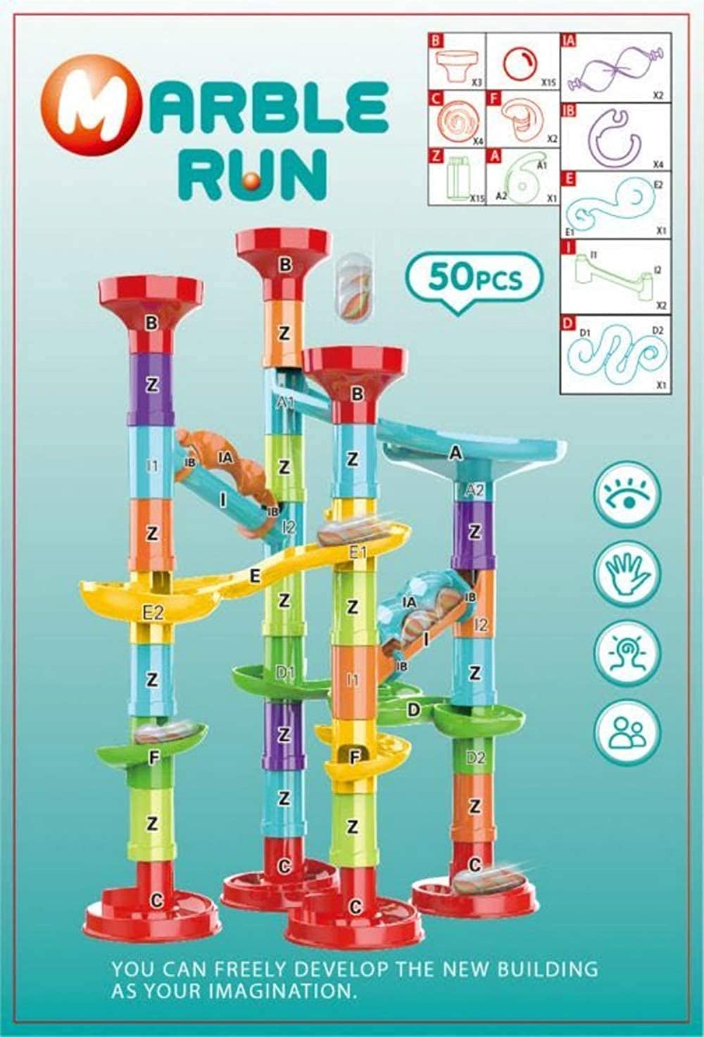 Blacka Marble Run Set – Glass Marble Building Blocks for STEM Fun (Ages 4–8)