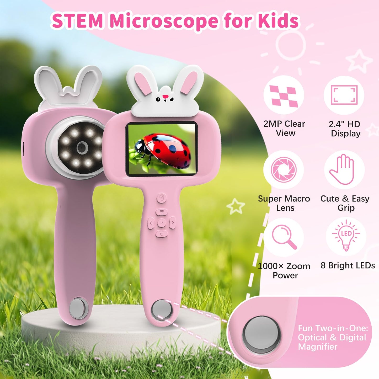 BLACKROOT Kids Microscope – 2.4-inch Handheld Digital Pocket Microscope