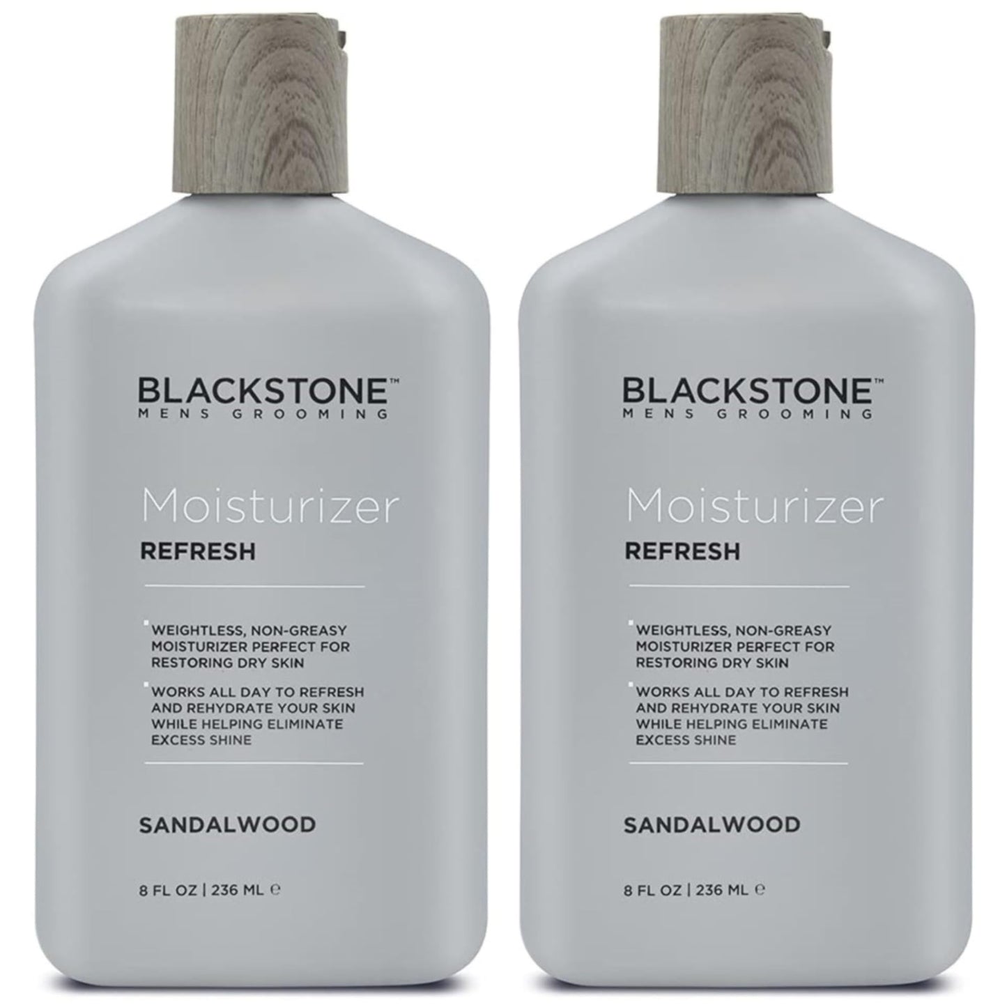 Blackstone Men's Grooming Refresh Facial Moisturizer – Hyaluronic Acid, Peppermint & Vitamin E | 8 oz x2