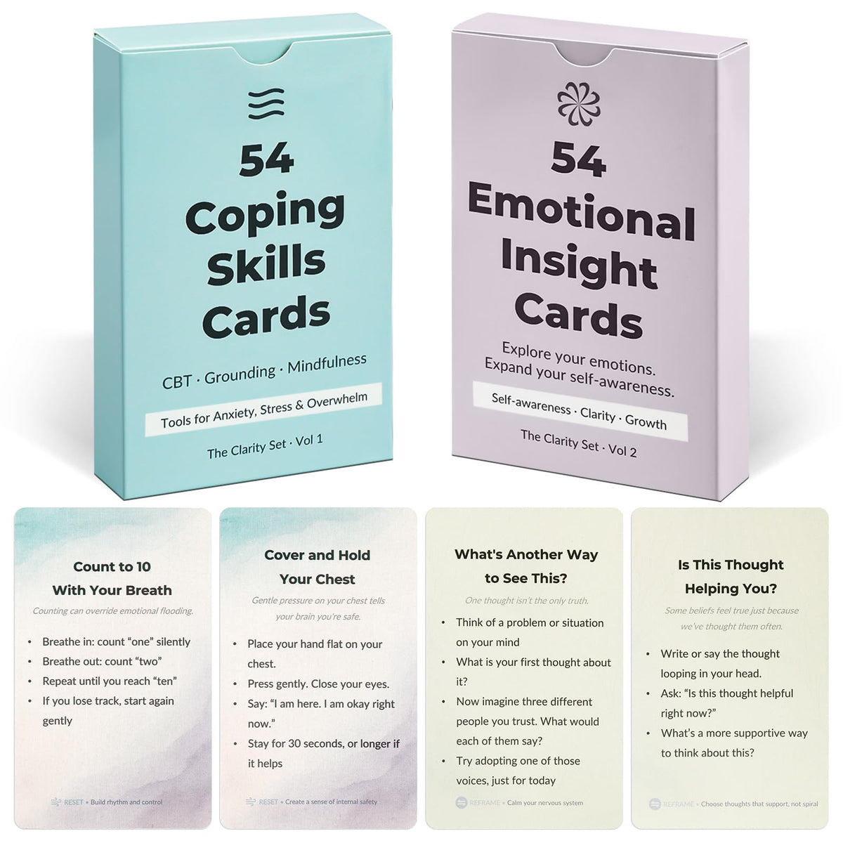 Blavvennt 108 Mindfulness Cards for Coping Skills & Mind Brain Insight | CBT, Grounding & Self-Care for Teens, Adults & Therapists