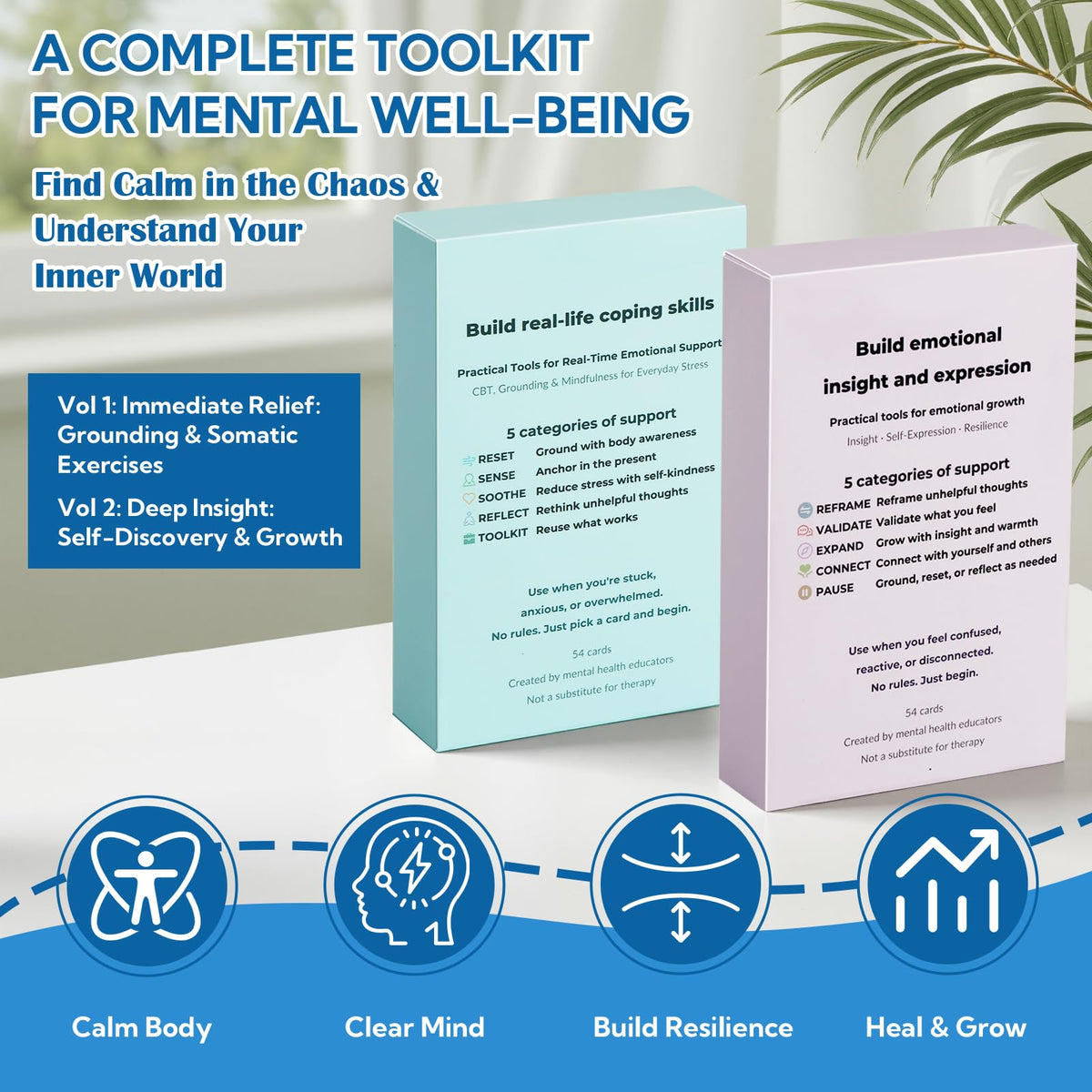 Blavvennt 108 Mindfulness Cards for Coping Skills & Mind Brain Insight | CBT, Grounding & Self-Care for Teens, Adults & Therapists
