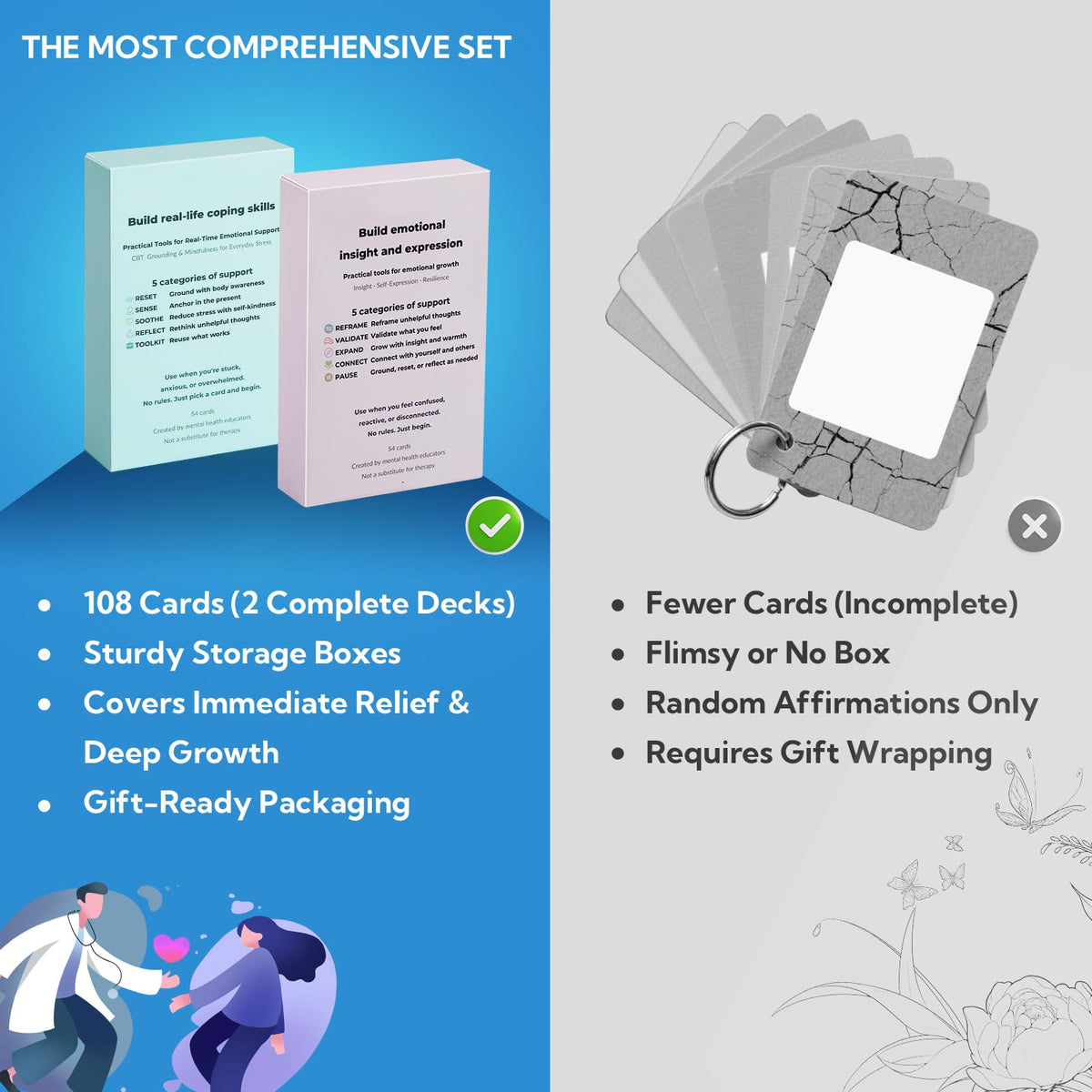 Blavvennt 108 Mindfulness Cards for Coping Skills & Mind Brain Insight | CBT, Grounding & Self-Care for Teens, Adults & Therapists