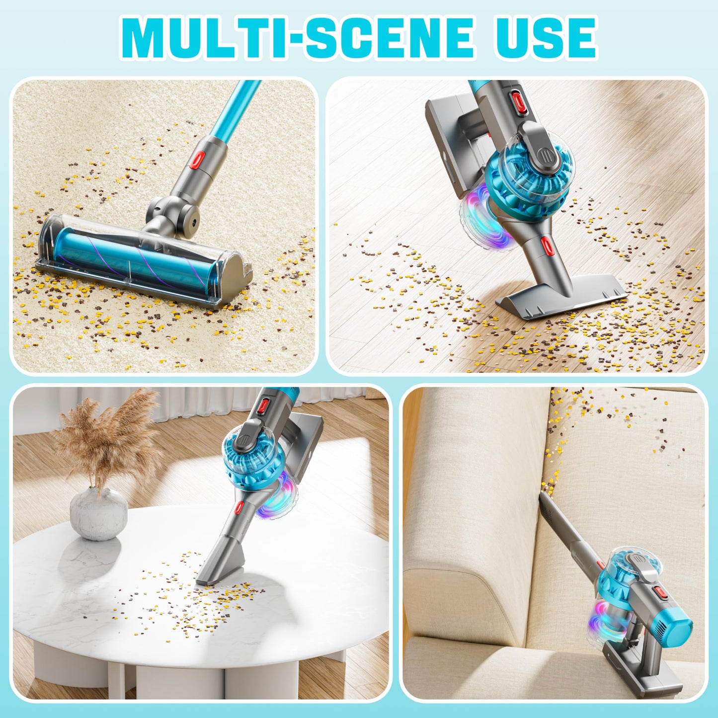 BLAXTEM 4-in-1 Kids Toy Vacuum with Working Suction – Pretend Play Cleaning Set