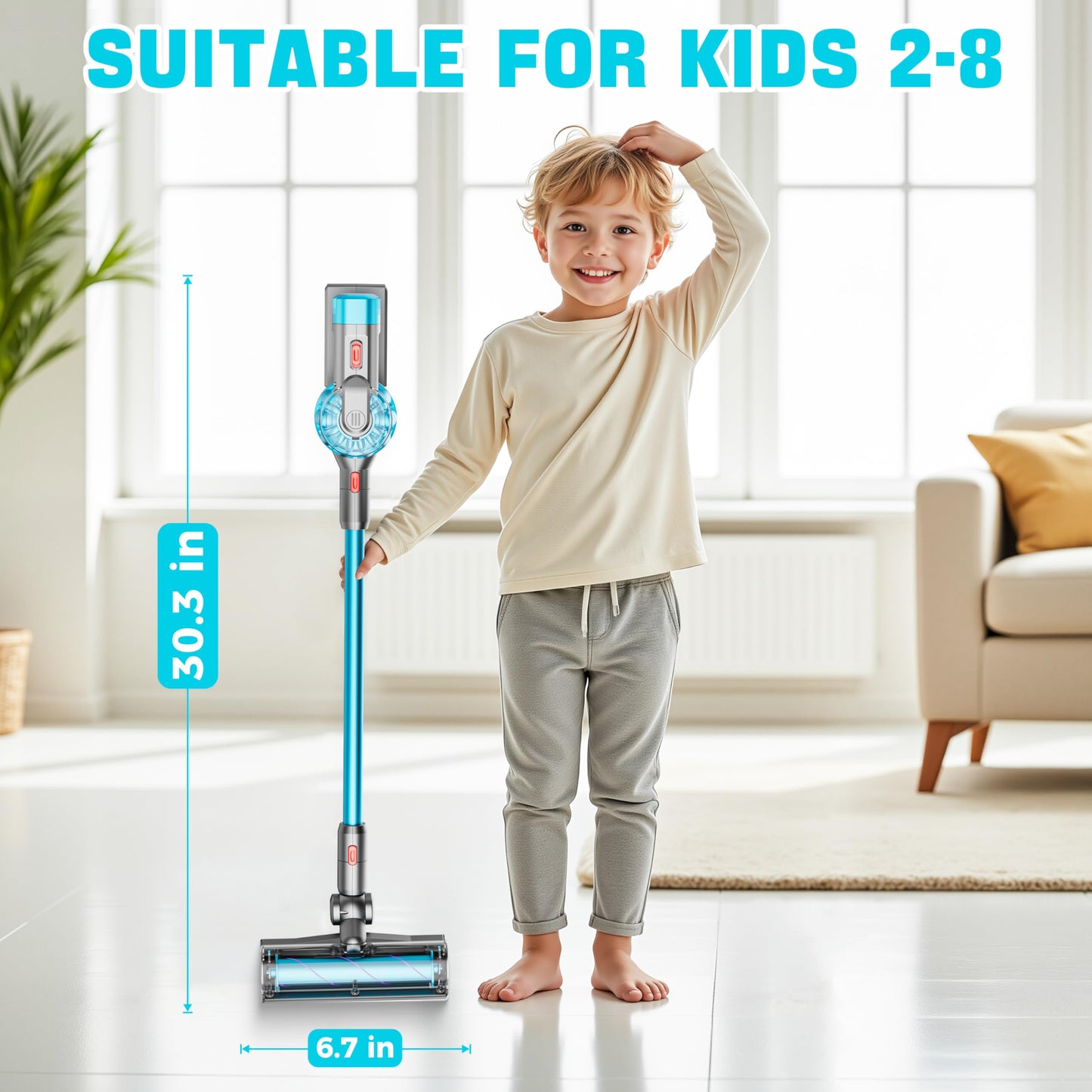 BLAXTEM 4-in-1 Kids Toy Vacuum with Working Suction – Pretend Play Cleaning Set