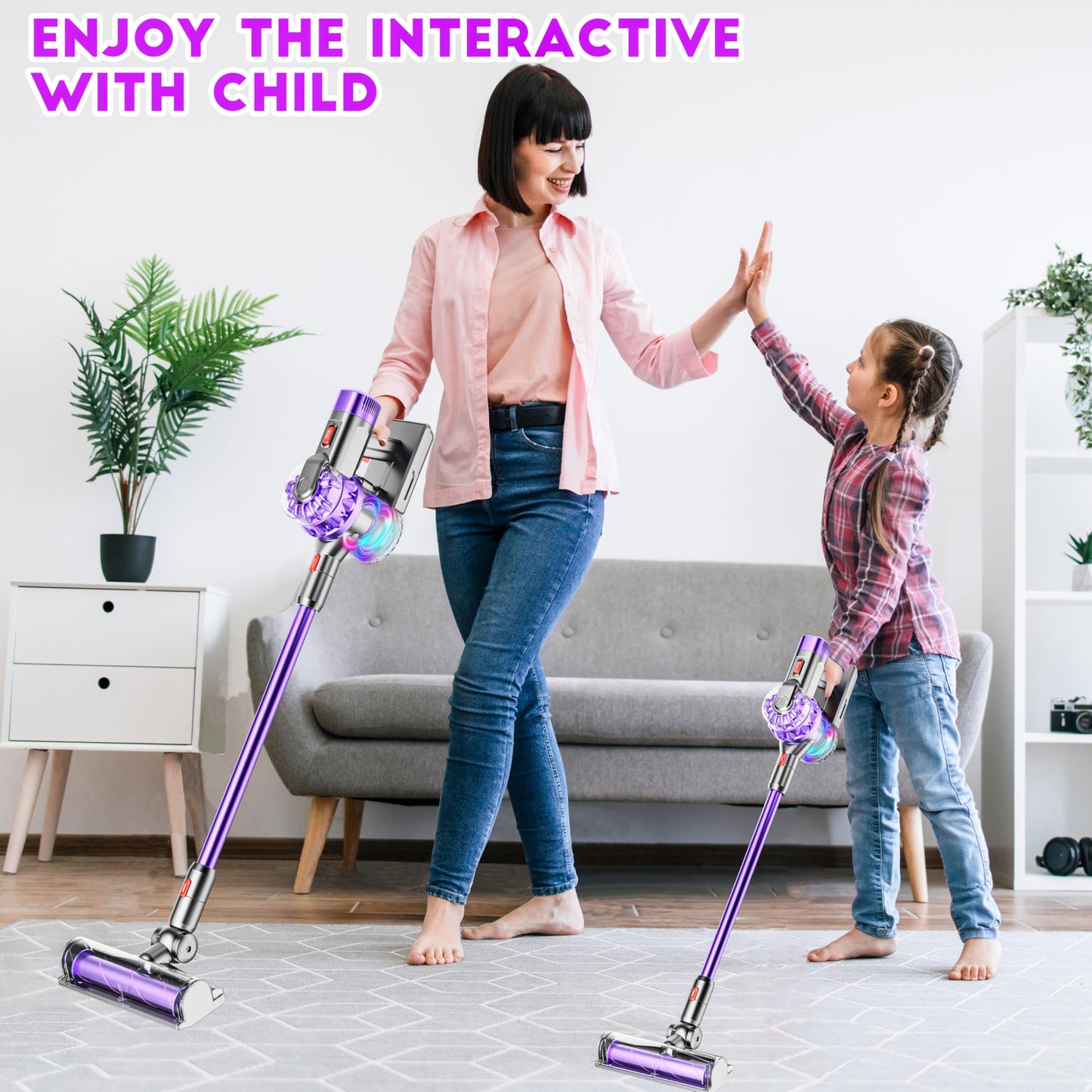 BLAXTEM 4-in-1 Kids Toy Vacuum with Real Suction | Pretend Play Cleaning Set