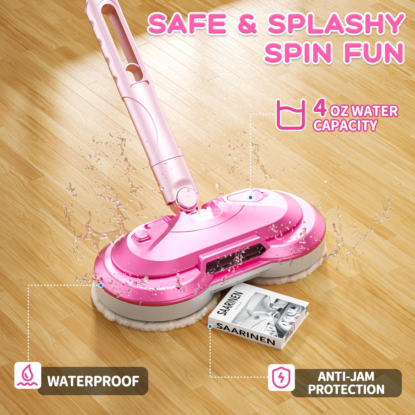 BLAXTEM Kids Electric Spray Spin Mop Toy – Rechargeable Cordless with LED Lights