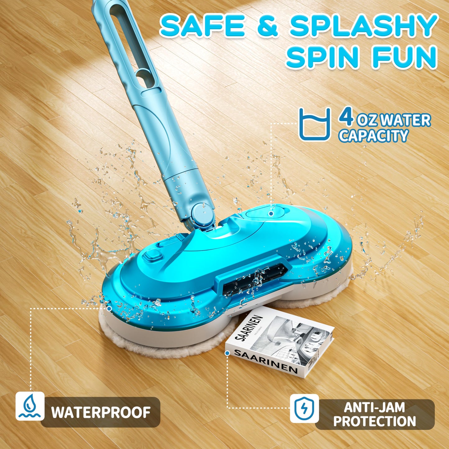 BLAXTEM Kids Electric Spray Spin Mop Toy – Rechargeable Cordless Mop with LED Headlights