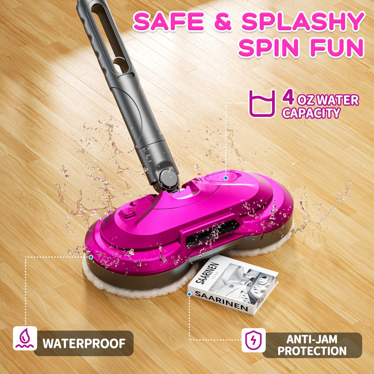 BLAXTEM Kids Electric Spray Spin Mop Toy – Rechargeable, LED Headlights, Safe for Ages 3-6+
