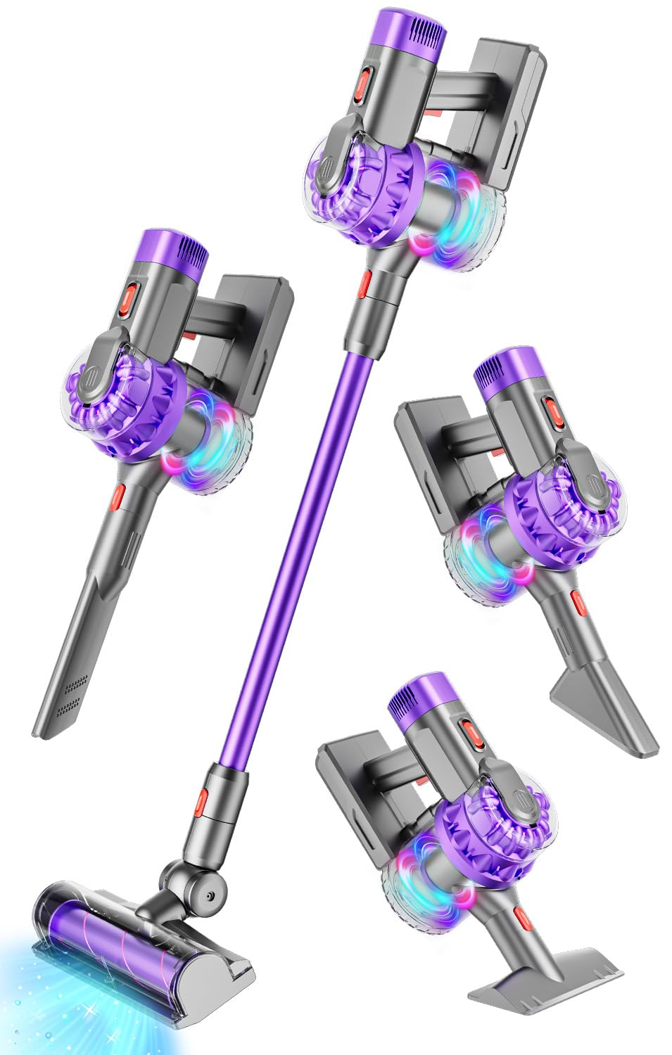 BLAXTEM 4-in-1 Toy Vacuum for Kids – Pretend Play Cleaning (Purple)