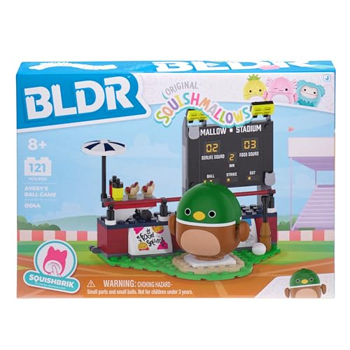 BLDR Avery’s Ball Game Building Set – Avery the Mallard Squishmallows Figure (8+)