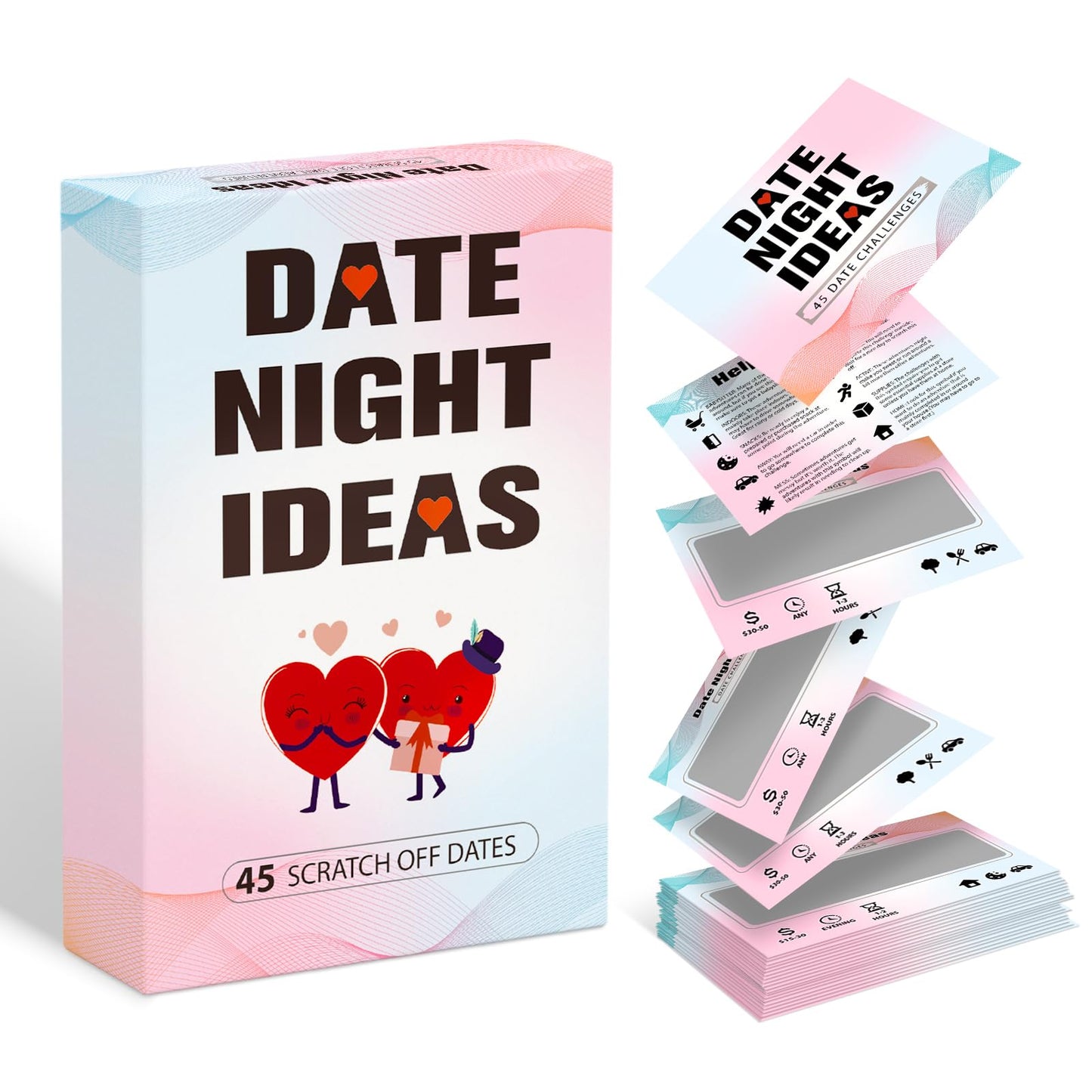 BleSky 45 Date Night Ideas Scratch Off Cards – Romantic Couple Gift for Him & Her