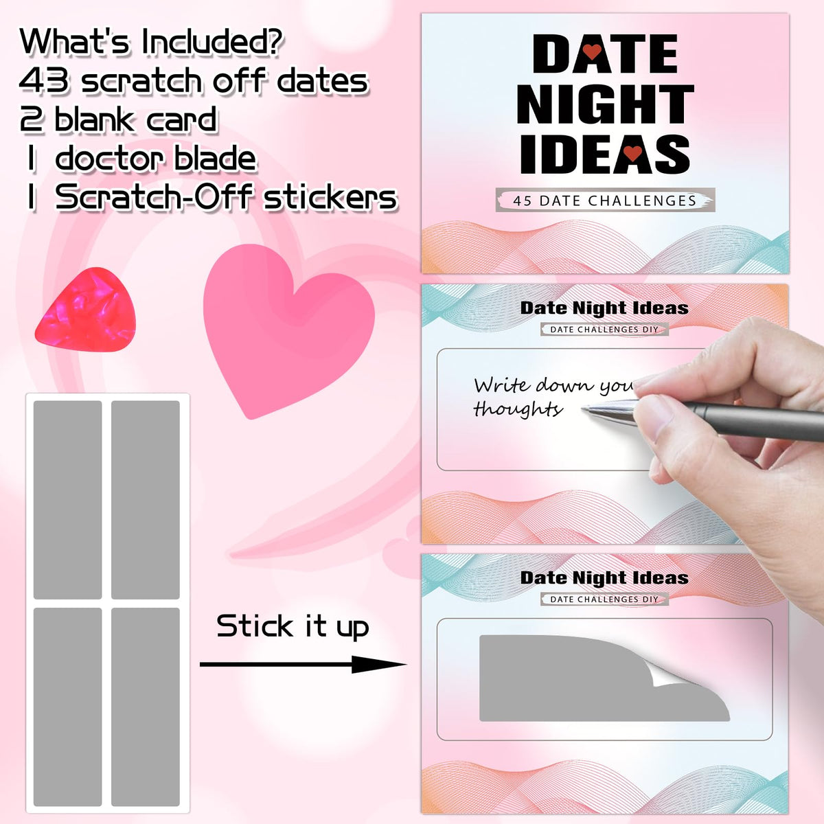 BleSky 45 Date Night Ideas Scratch Off Cards – Romantic Couple Gift for Him & Her