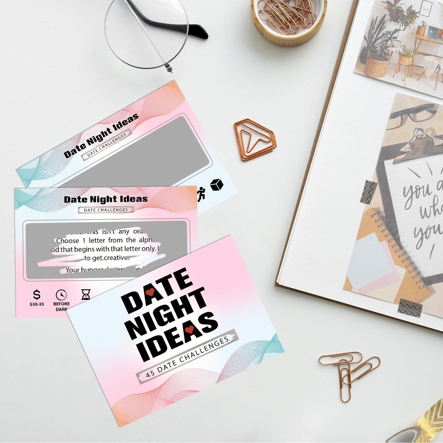 BleSky 45 Date Night Ideas Scratch Off Cards – Romantic Couple Gift for Him & Her