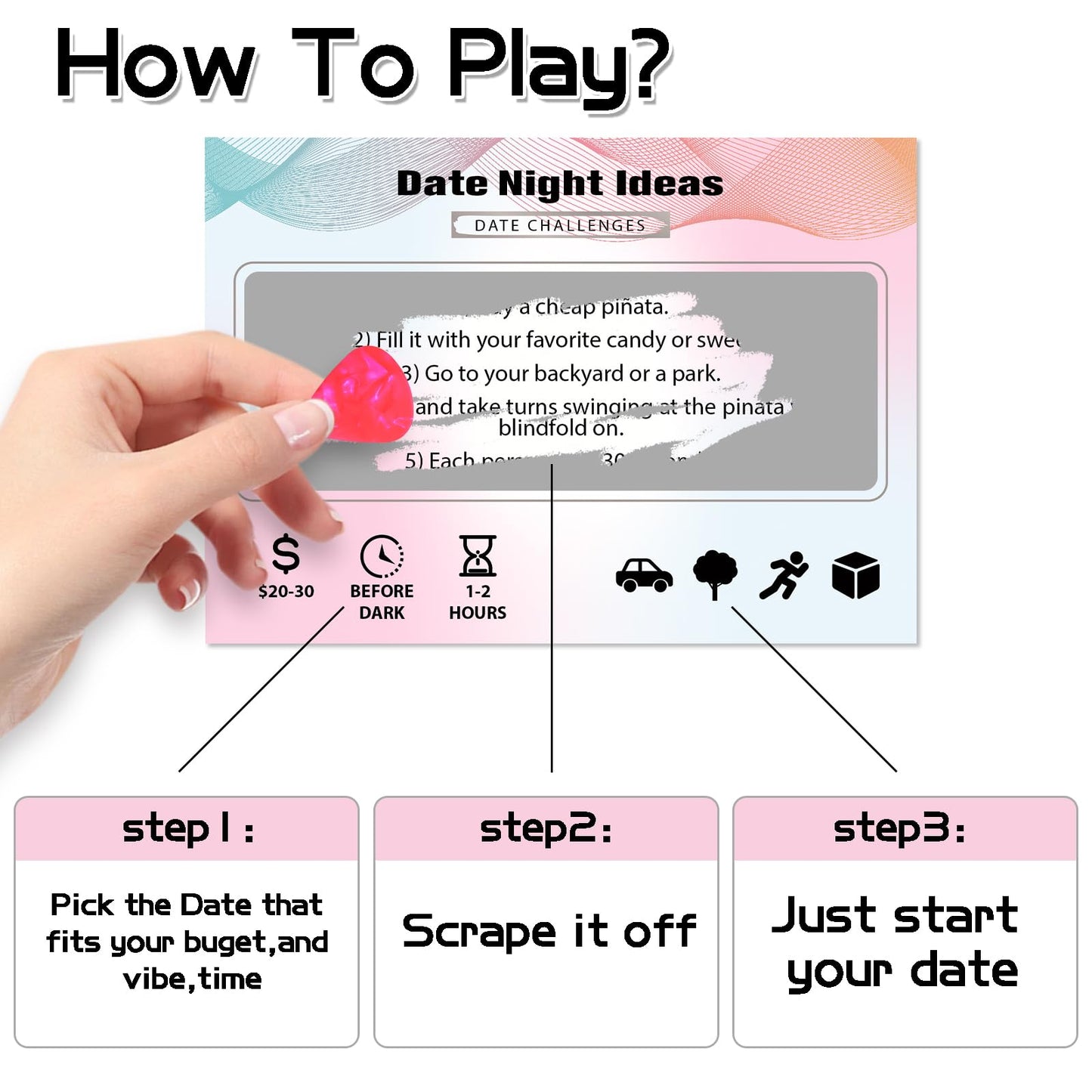BleSky 45 Date Night Ideas Scratch Off Cards – Romantic Couple Gift for Him & Her