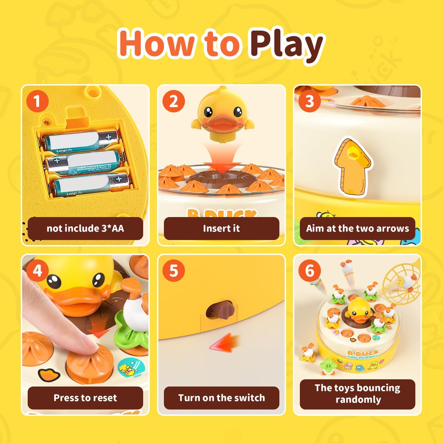 BLF FUN B.Duck Games for Kids 4-6 — Family Board Game with Duck Toys