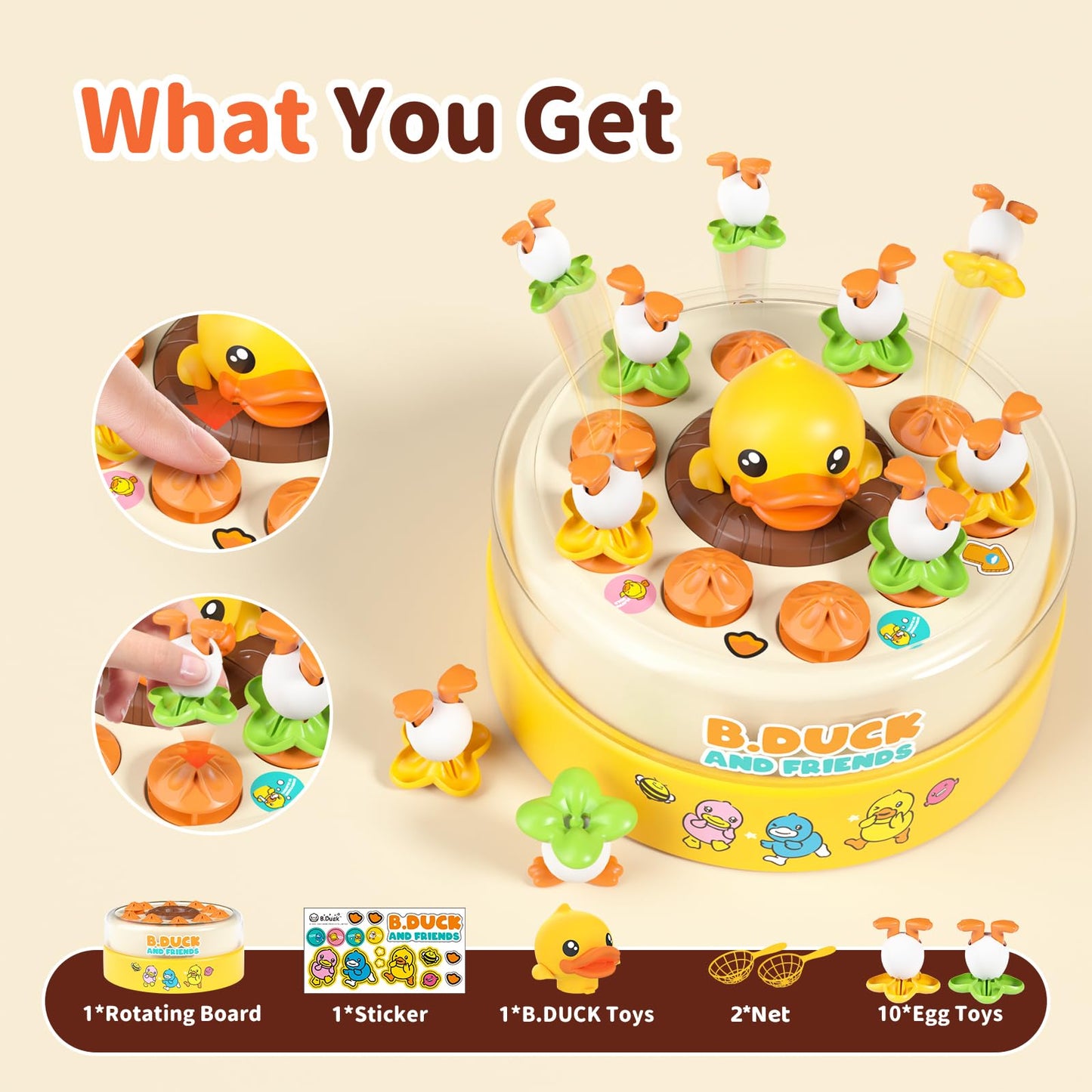 BLF FUN B.Duck Games for Kids 4-6 — Family Board Game with Duck Toys