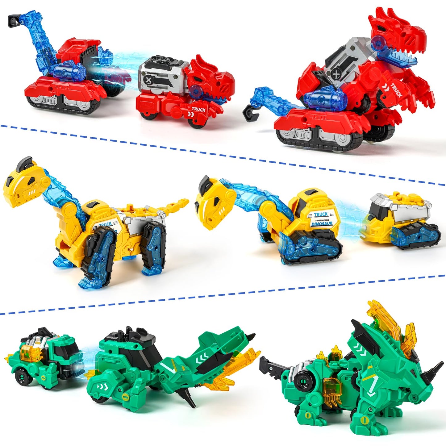 BLF FUN Magnetic Transforming Dino Car Toy – 6-in-1 Robot Truck for Kids 3–6