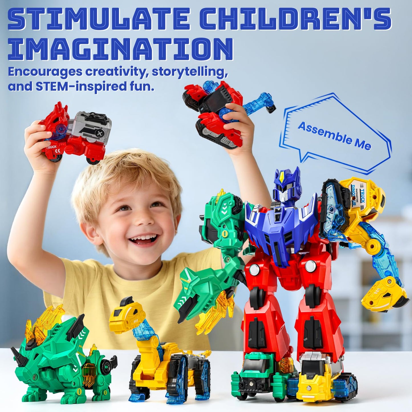 BLF FUN Magnetic Transforming Dino Car Toy – 6-in-1 Robot Truck for Kids 3–6