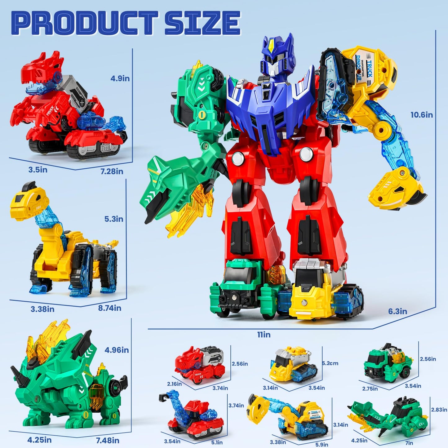 BLF FUN Magnetic Transforming Dino Car Toy – 6-in-1 Robot Truck for Kids 3–6