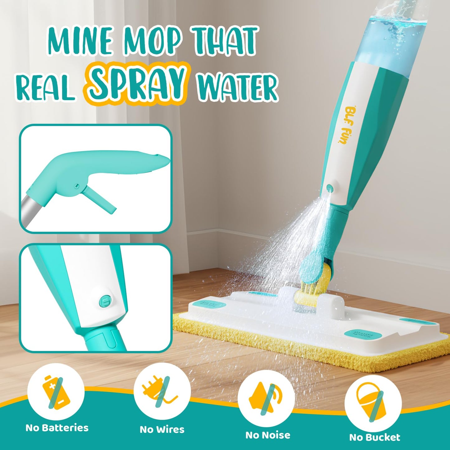 BLF FUN Spray Mop for Kids – Real Water Sprayer Toy Set for Ages 3-6