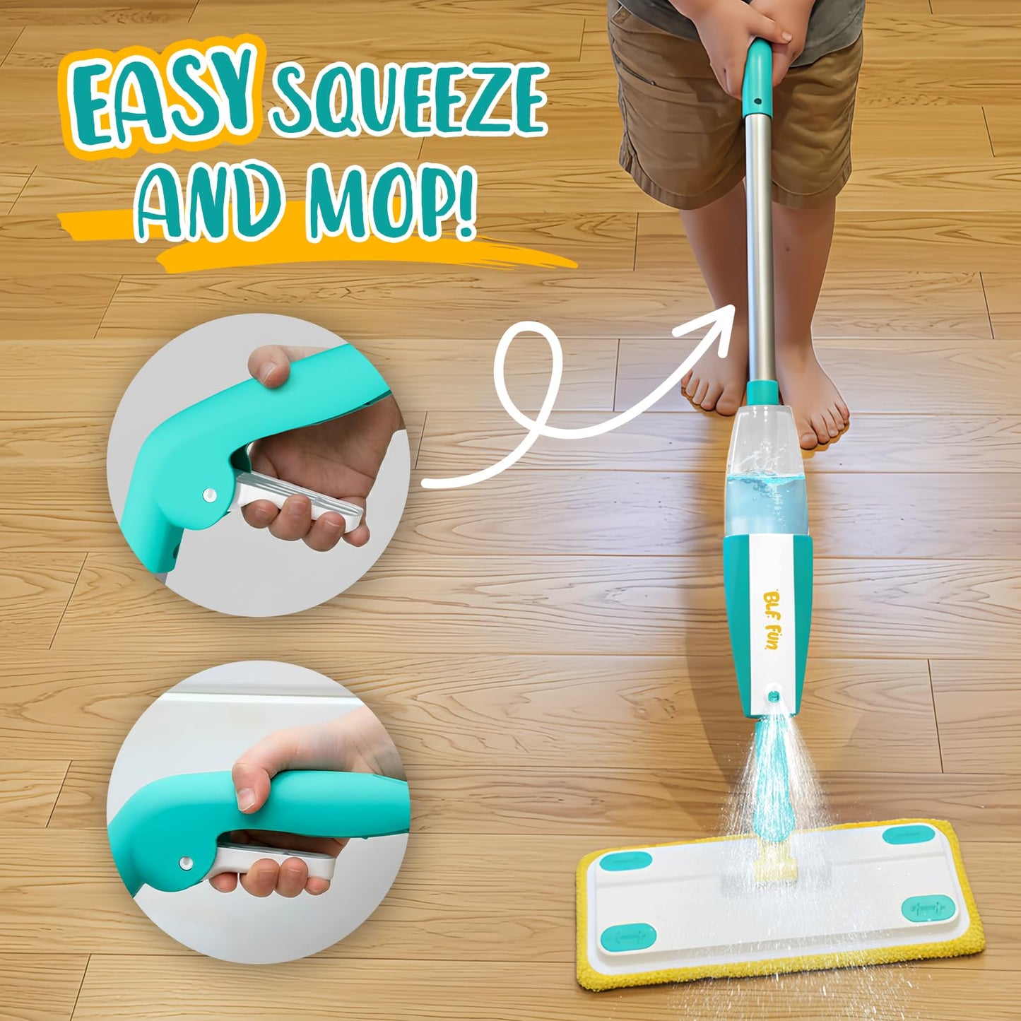 BLF FUN Spray Mop for Kids – Real Water Sprayer Toy Set for Ages 3-6