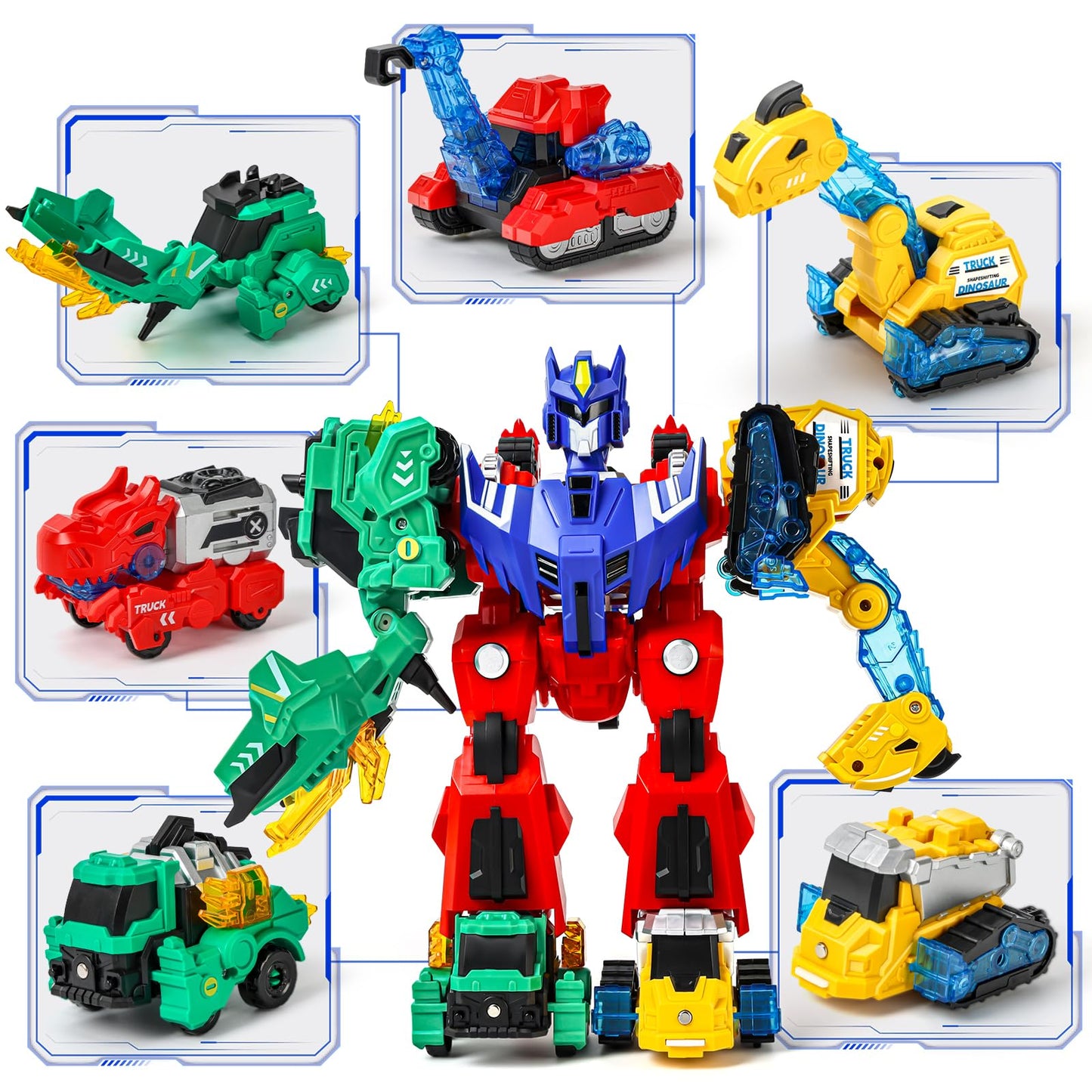 BLF FUN Magnetic Transforming Dino Car Toy – 6-in-1 Robot Truck for Kids 3–6