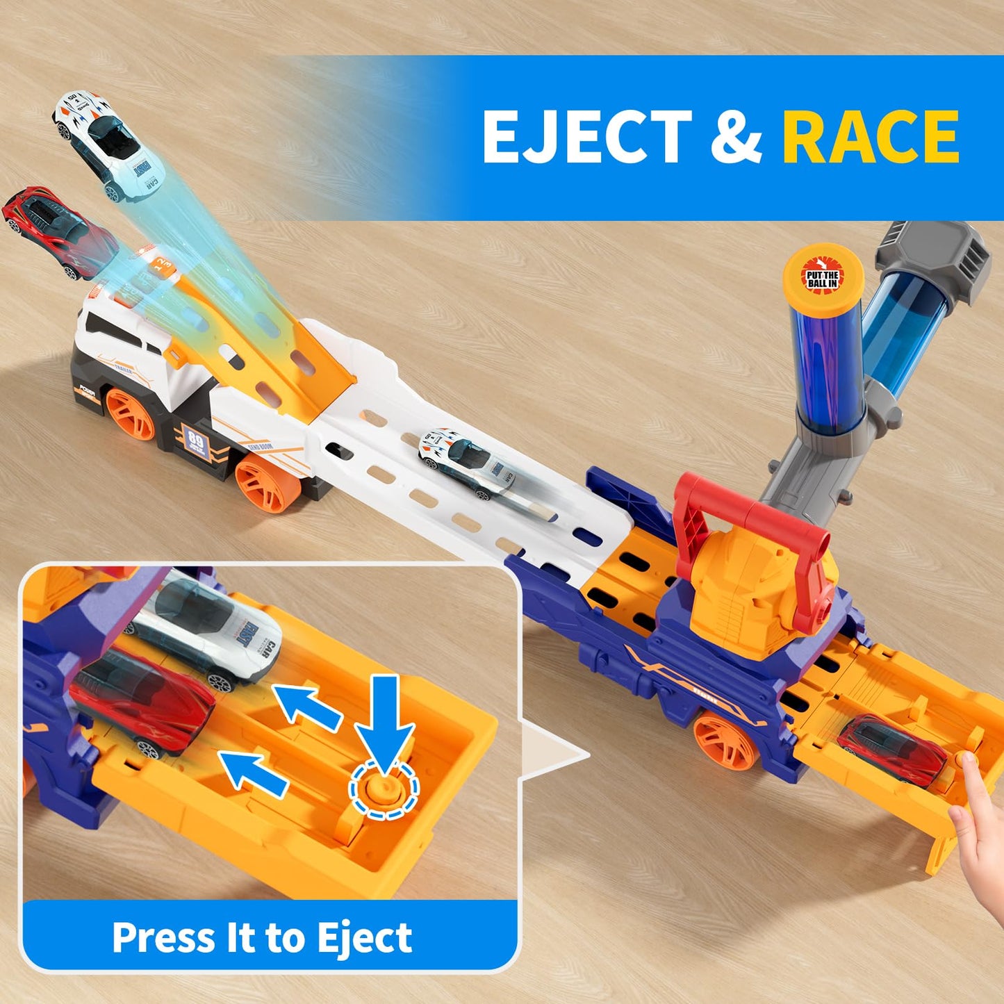 BLF FUN Truck Launcher Toy Set – Light & Sound, Foldable Transport Car for Kids 3–8