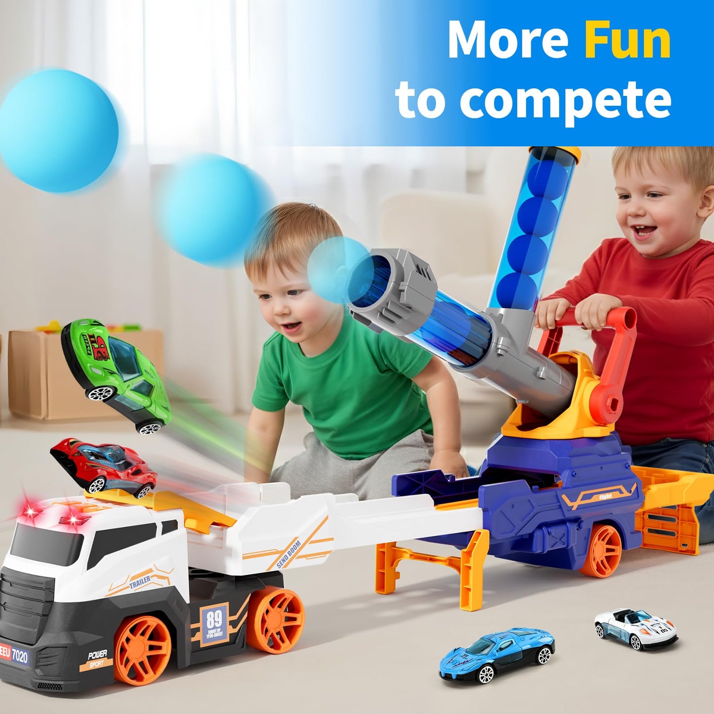 BLF FUN Truck Launcher Toy Set – Light & Sound, Foldable Transport Car for Kids 3–8