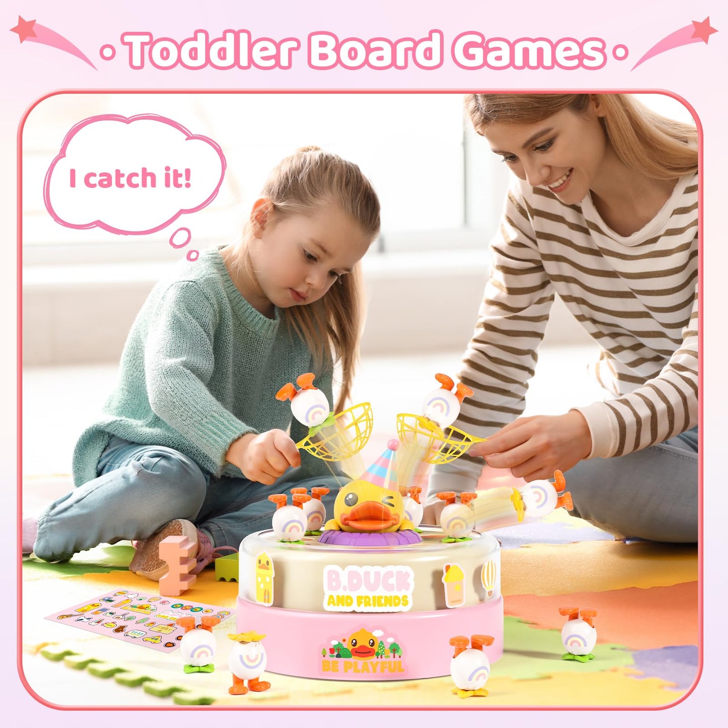 BLF FUN B.Duck Catch and Bounce Board Game for Kids 3-6 | Family Fun Toy