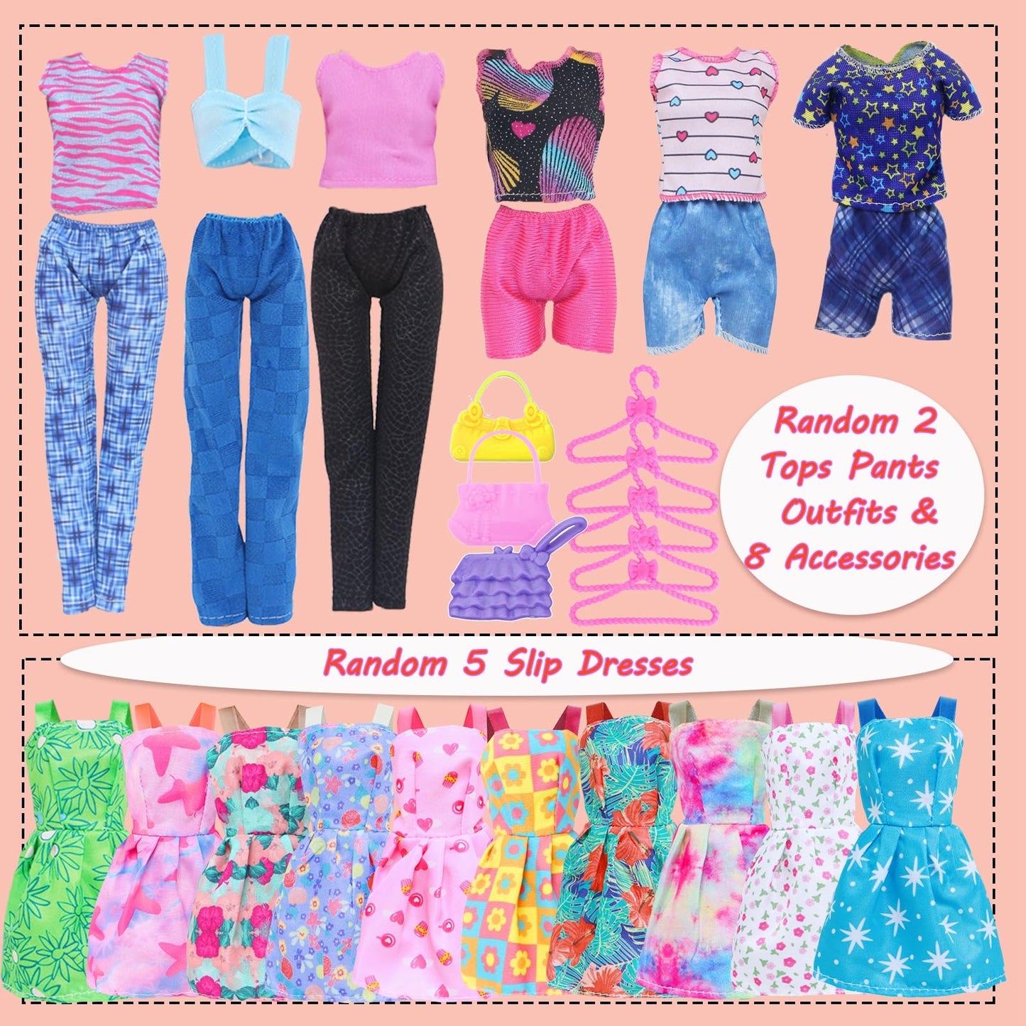 BLIJOLA 21-Piece Doll Clothes Set for 11.5-Inch Dolls – Dresses, Tops, Swimwear & Accessories