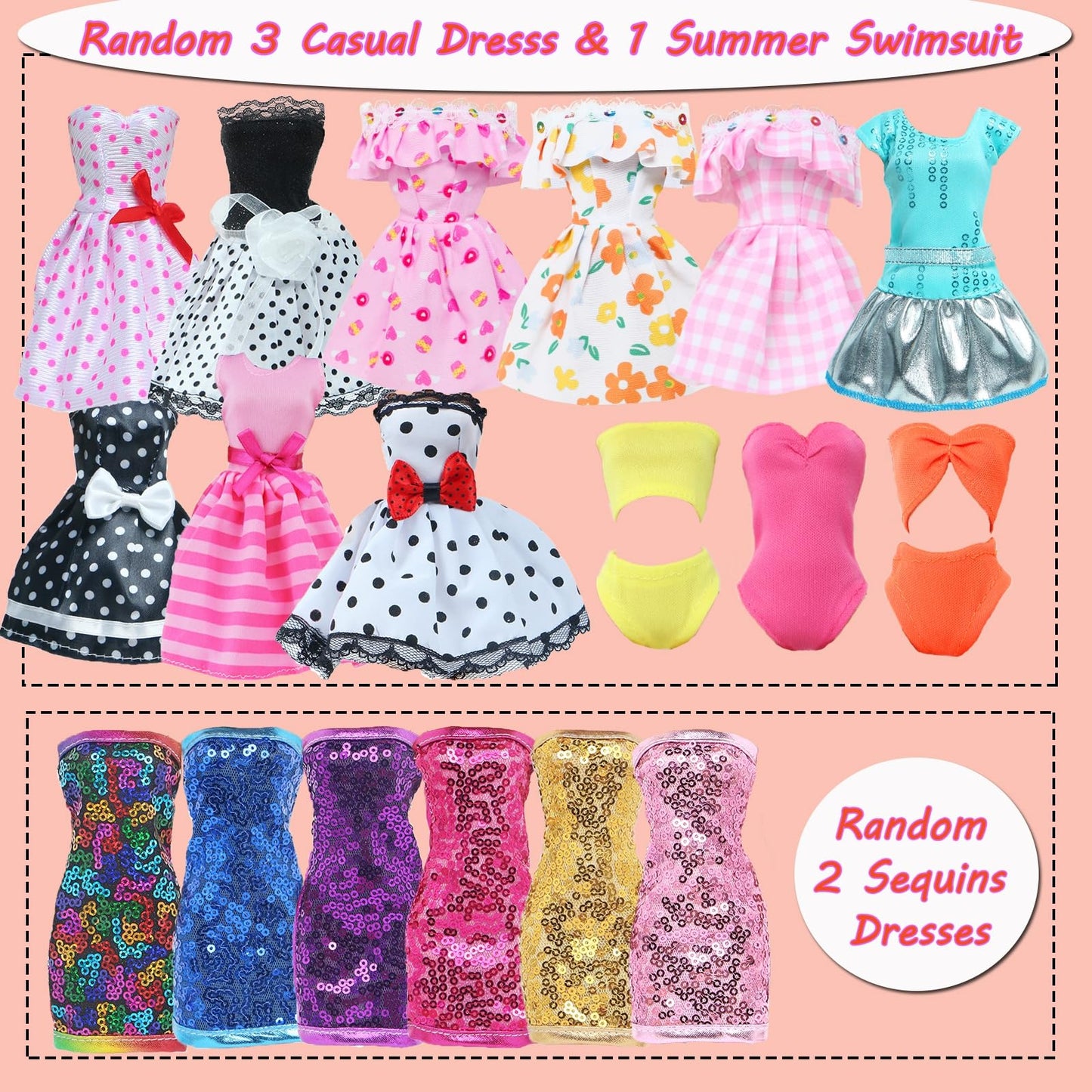 BLIJOLA 21-Piece Doll Clothes Set for 11.5-Inch Dolls – Dresses, Tops, Swimwear & Accessories