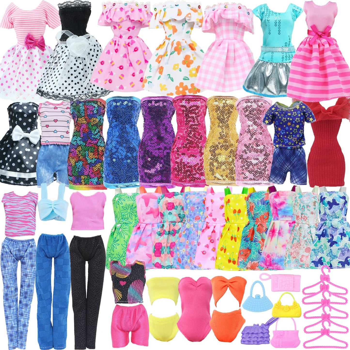 BLIJOLA 21-Piece Doll Clothes Set for 11.5-Inch Dolls – Dresses, Tops, Swimwear & Accessories