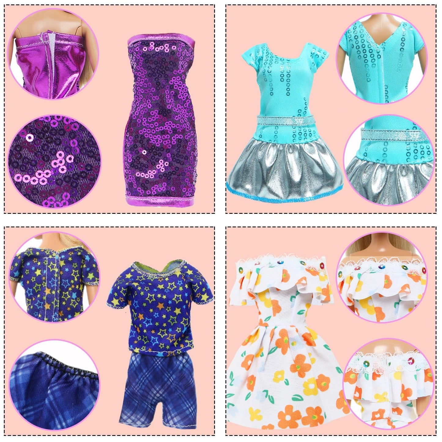 BLIJOLA 21-Piece Doll Clothes Set for 11.5-Inch Dolls – Dresses, Tops, Swimwear & Accessories