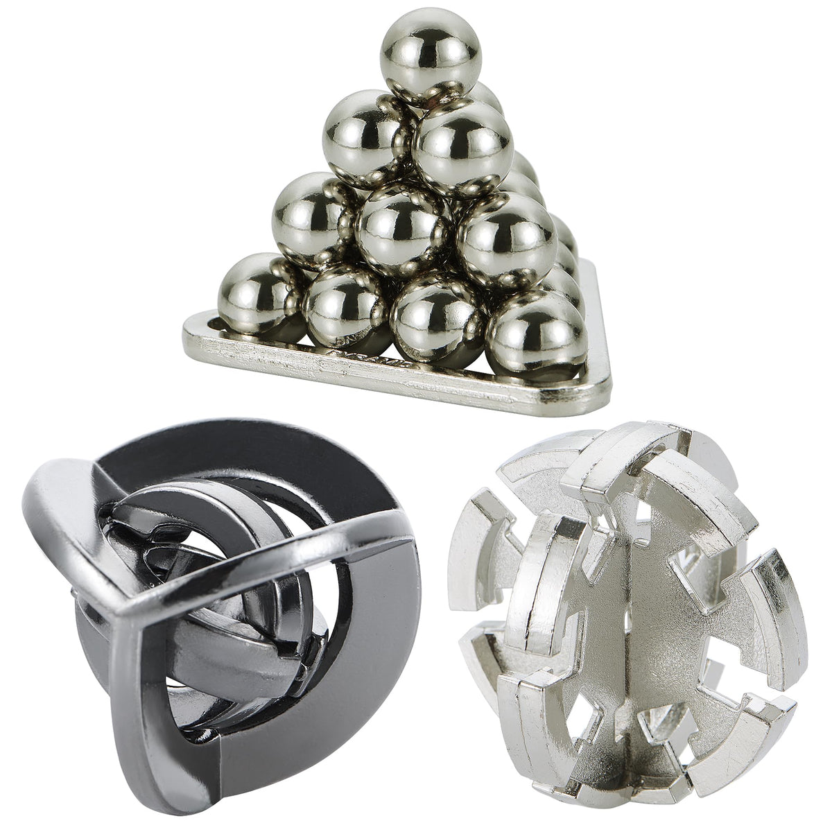 Bling Musae Brain Teaser Puzzles – 3 Interlocking Metal Puzzles WP140B