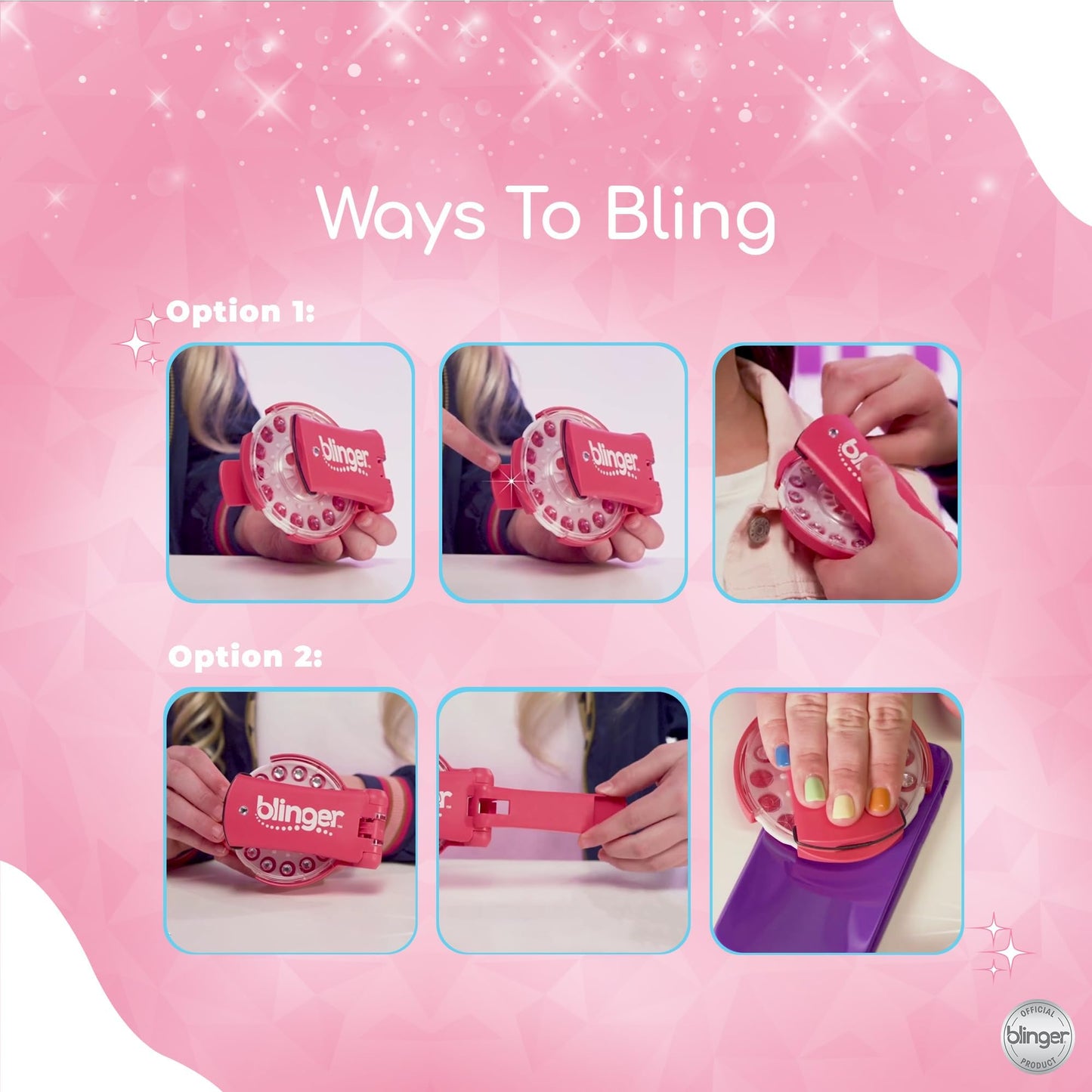 blinger Glimmer Collection Refill Pack | 180 Gems & Gem Stamper Included | Hair Styling Tool Compatible