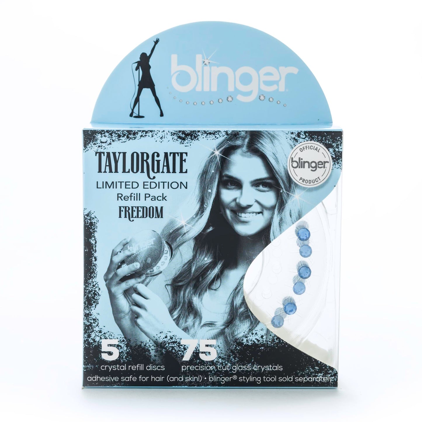 blinger Limited Edition Crystals Refill Pack – 75 Precision-Cut Glass Crystals in 5 Discs