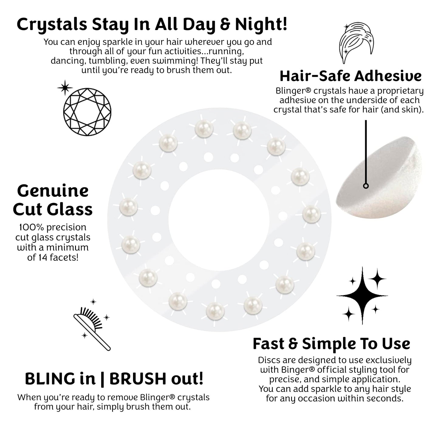 blinger Shimmer Crystal Refill Pack – 75 Precision-Cut Glass Crystals (Ivory Cream Pearls 5mm) – as seen on Shark Tank